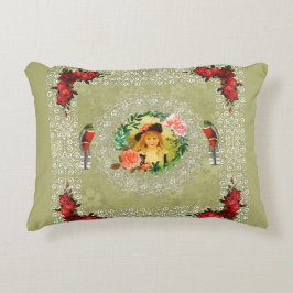 Almofada Decorativa Colagem da safra Retro com rendas e flores
