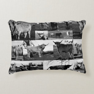 Almofada Decorativa Colagem De Vacas Em Preto E Branco,