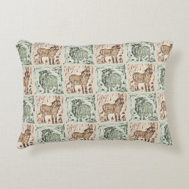 Almofada Decorativa Colcha de Burro Ovelha Impressa em Bloco - Verde M
