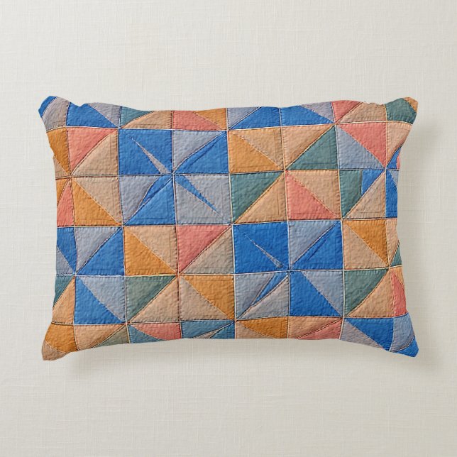 Almofada Decorativa colcha laranja e azul (Frente)
