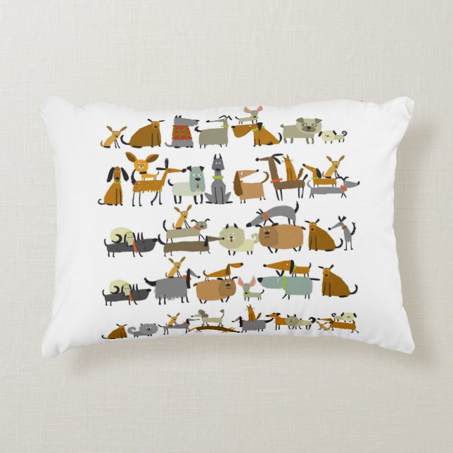 Almofada Decorativa Coleção de cães bonitos, esboço, ilustração de vin (Frente)