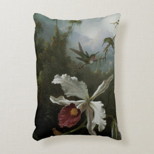 Almofada Decorativa Colibris e orquídea branca por Martin J. Heade