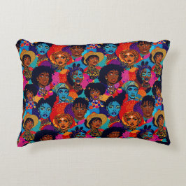 Almofada Decorativa Coloridas mulheres africanas a azul