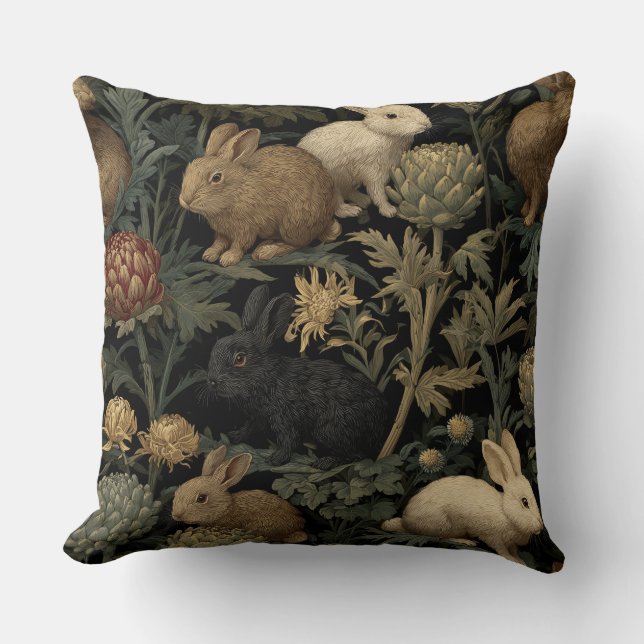 Almofada Decorativa com Coelhinhos de William Morr (Frente)