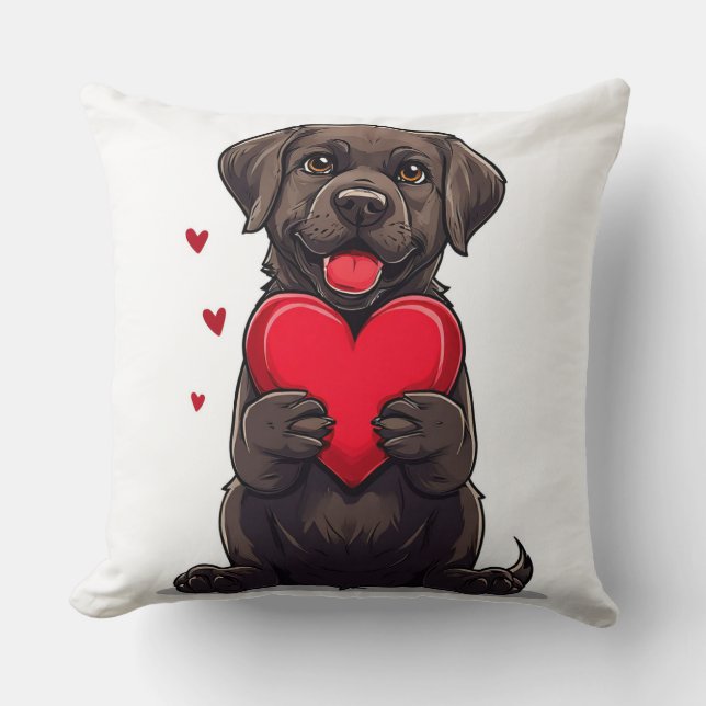 Almofada Decorativa com Coração de Cachorro Labrad (Frente)