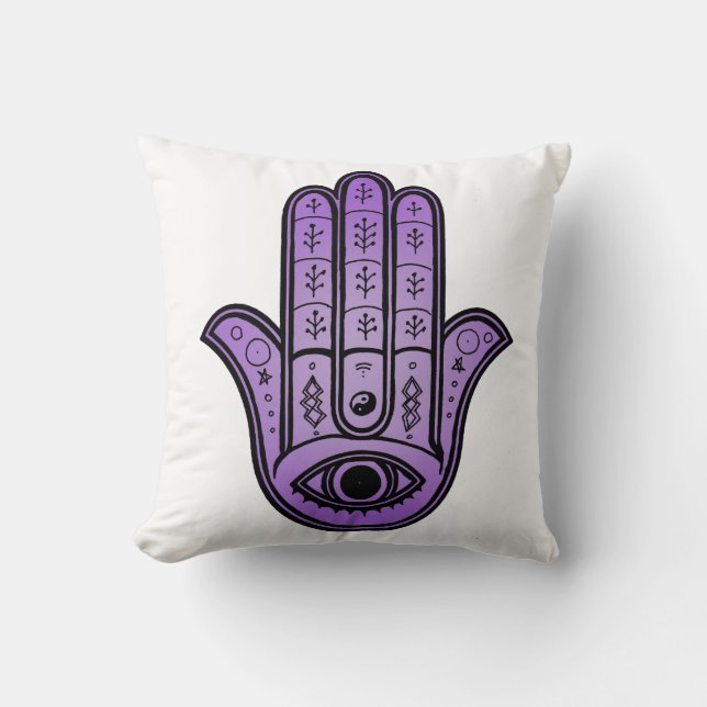 Almofada decorativa com desenho da Mão de Hamsa (Frente)