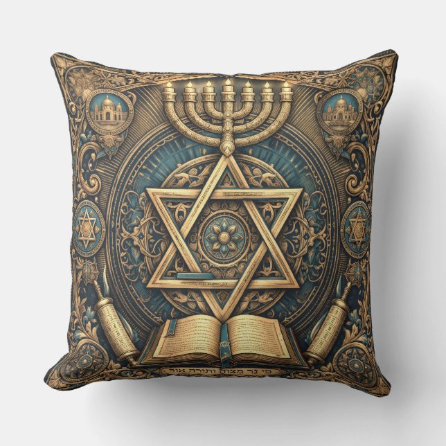 almofada decorativa com desenho tradicional judaic (Frente)