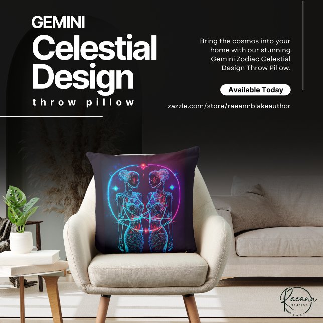 Almofada Decorativa com Design Celestial de Gêmeos (Criador carregado)