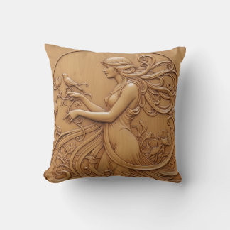 Almofada decorativa com efeito de escultura em mad