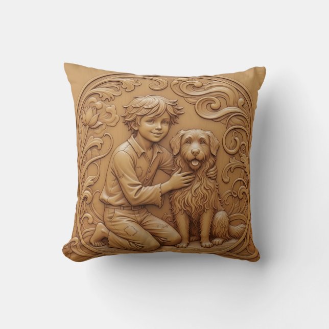 Almofada decorativa com efeito de escultura em mad (Frente)