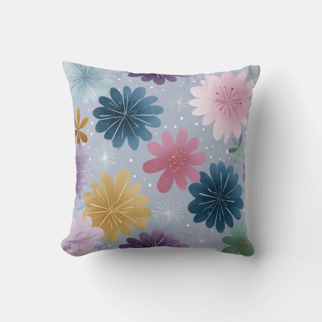 Almofada Decorativa com Explosão Floral em Pastel (Frente)