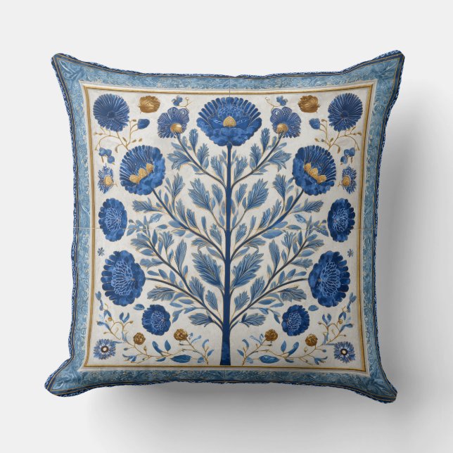 Almofada Decorativa com Flores e Árvores (Frente)