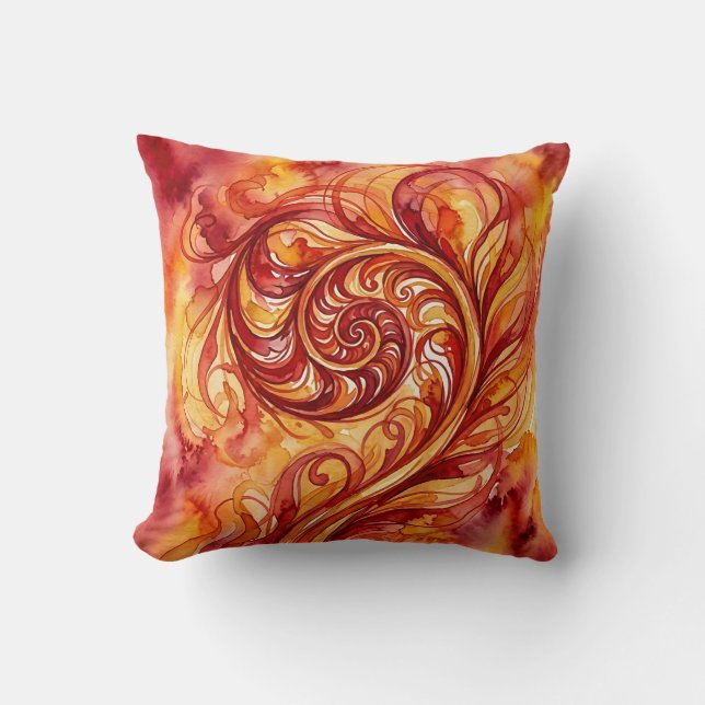 Almofada Decorativa com Folha de Samambaia – Aquar (Frente)