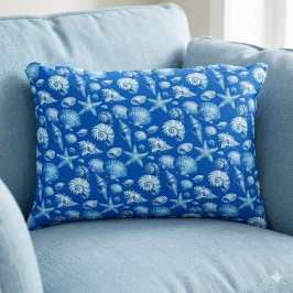 Almofada Decorativa Conchas. Náutico. Azul cobalto.