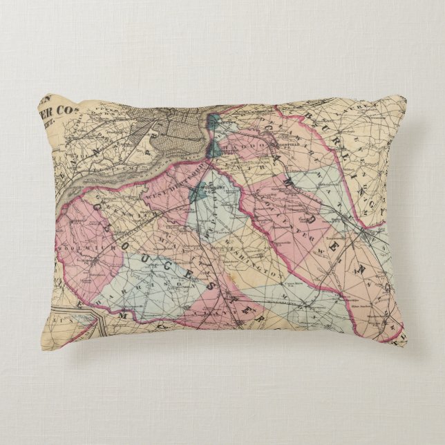 Almofada Decorativa Condados de Camden, Gloucester, NJ (Frente)