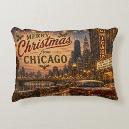 Almofada Decorativa Conforto de Natal da Paisagem Urbana de Chicago