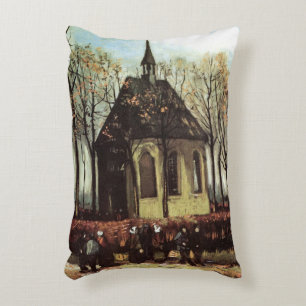 Almofada Decorativa Congregação na Igreja, Nuenen por Vincent van Gogh