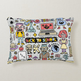 Almofada Decorativa Conjunto Colorido de Vintagens Coloridas da Escola