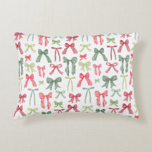 Coquette Christmas Bows Pillow Sleeve Red Green