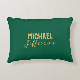 Almofada Decorativa Cor elegante moderno minimalista nome verde dourad