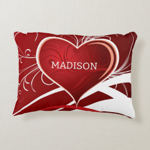Almofada Decorativa Coração Abstrato Branco E Vermelho Girly E Cabeças
