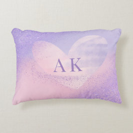 Almofada Decorativa Coração Gradiente Roxo Rosa Monograma