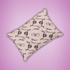 Almofada Decorativa Corações Negros Simples, Floral, Infinito a Rosa |