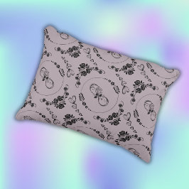 Almofada Decorativa Corações Negros Simples, Floral, Infinito em Mauve