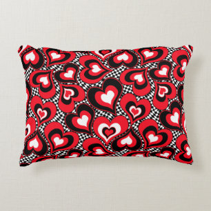 Almofada Decorativa Corações, vermelho, preto, branco, Dia de os namor