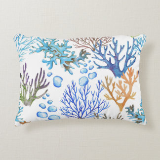 Almofada Decorativa Corais desenhados à mão: padrão submarino.
