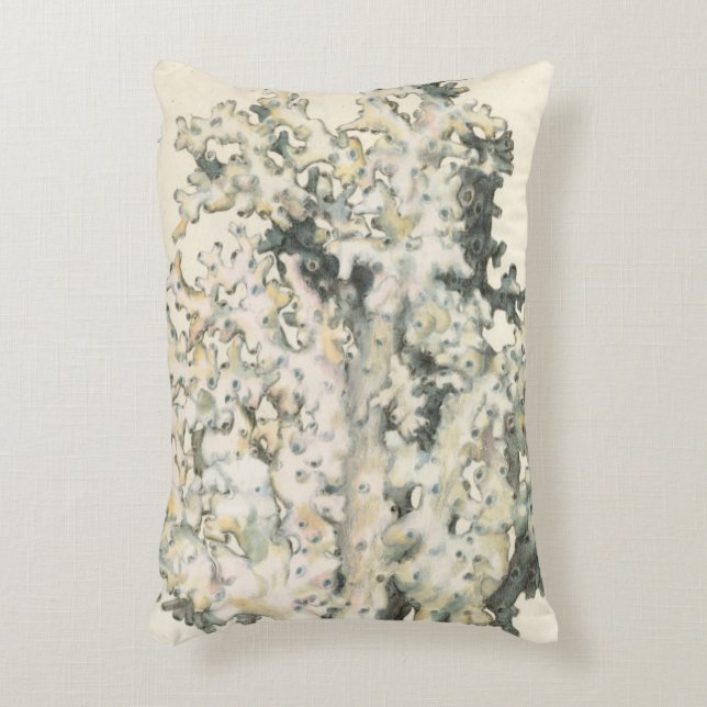 Almofada Decorativa Coral de Aquarela Antiquada (Frente(Vertical))