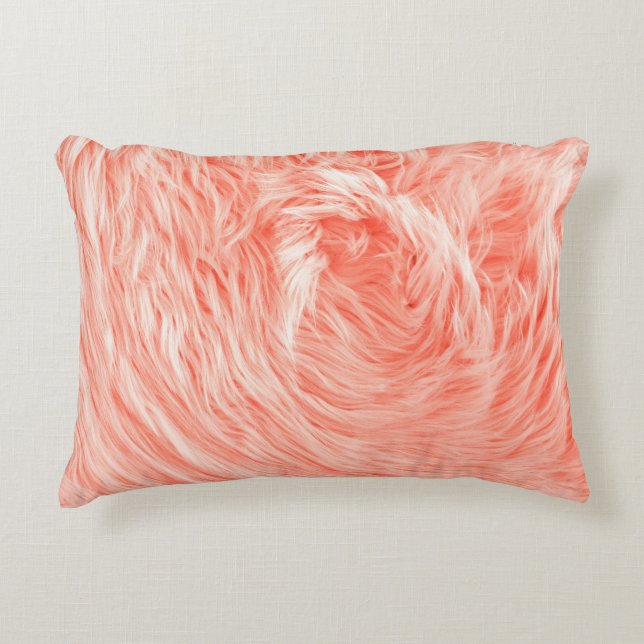 Almofada Decorativa Coral Fluffy Pele: Tendência 2019. (Frente)