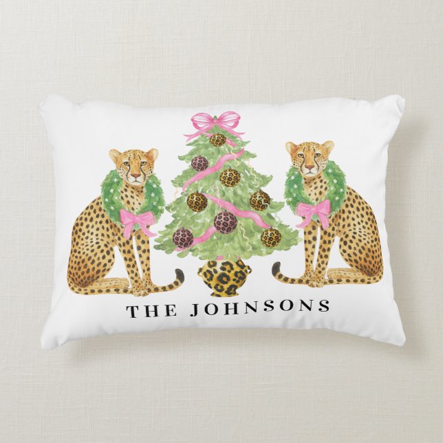 Almofada Decorativa Coroa de Natal Brasão de Leopardo  (Frente)