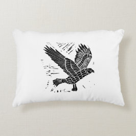 Almofada Decorativa Corte de Raven Lino Voador Negro e Branco