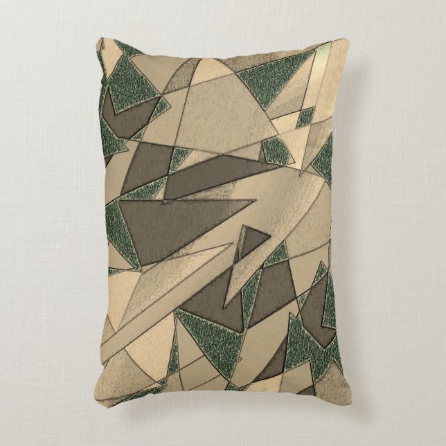Almofada Decorativa Corte triangular bege em 'fundo verde escuro' (Frente(Vertical))