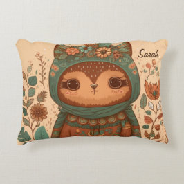 Almofada Decorativa Coruja floral de feijão