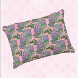 Almofada Decorativa Corujas de Arte Folclórica Rosa Crianças Roxas