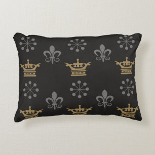 Almofada Decorativa Corvos de ouro no Papel de parede preto, padrão se