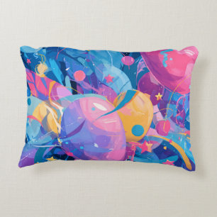 Almofada Decorativa Cosmic Celebration: Abstract Floating Orbs and Sta