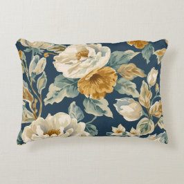Almofada Decorativa Cottagecore Azul Mostarda Amarelo Creme Estampa Fl