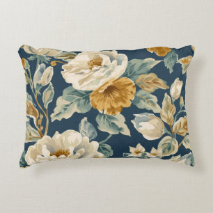 Almofada Decorativa Cottagecore Azul Mostarda Amarelo Creme Estampa Fl