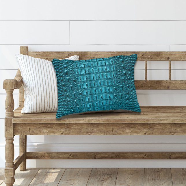 Almofada Decorativa Couro de Alligador Azul-Turquesa do País Ocidental (Criador carregado)