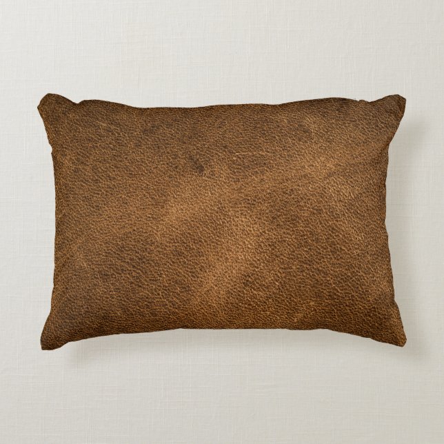 Almofada Decorativa Couro Marrom Antigo: Fundo Texturizado (Frente)