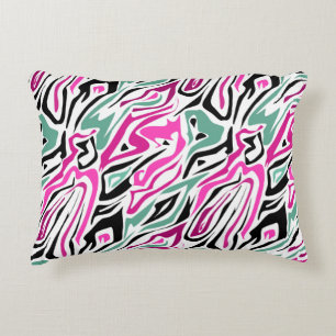 Almofada Decorativa Couro-zebra abstrato sem costura, preto moderno