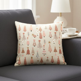 Almofada Decorativa Coussin décoratif Sapins de Noël Rose Scandinave