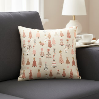 Almofada Decorativa Coussin décoratif Sapins de Noël Rose Scandinave