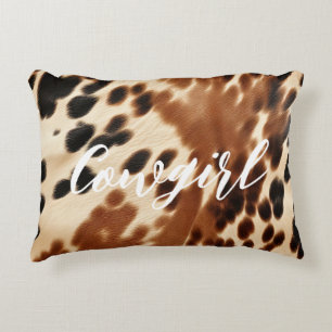 Almofada Decorativa CowGirl Brown White Cowhide Ocidental
