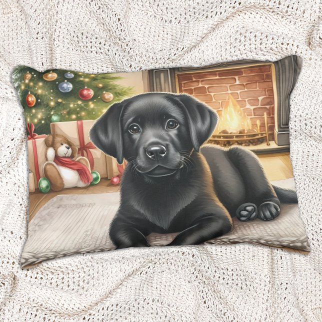 Almofada Decorativa Cozy Puppy Labrador Retriever Cachorro de Natal (Criador carregado)