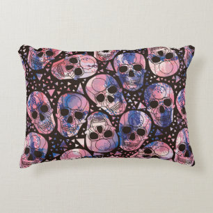 Almofada Decorativa Crânio com ornamento poligonal. Halloween. Sem co