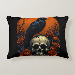 Almofada Decorativa Crânio com Rosas e doce gótico